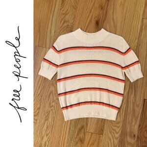 Free People | Small Linen Blend Cream Mock Neck Shirt | Small